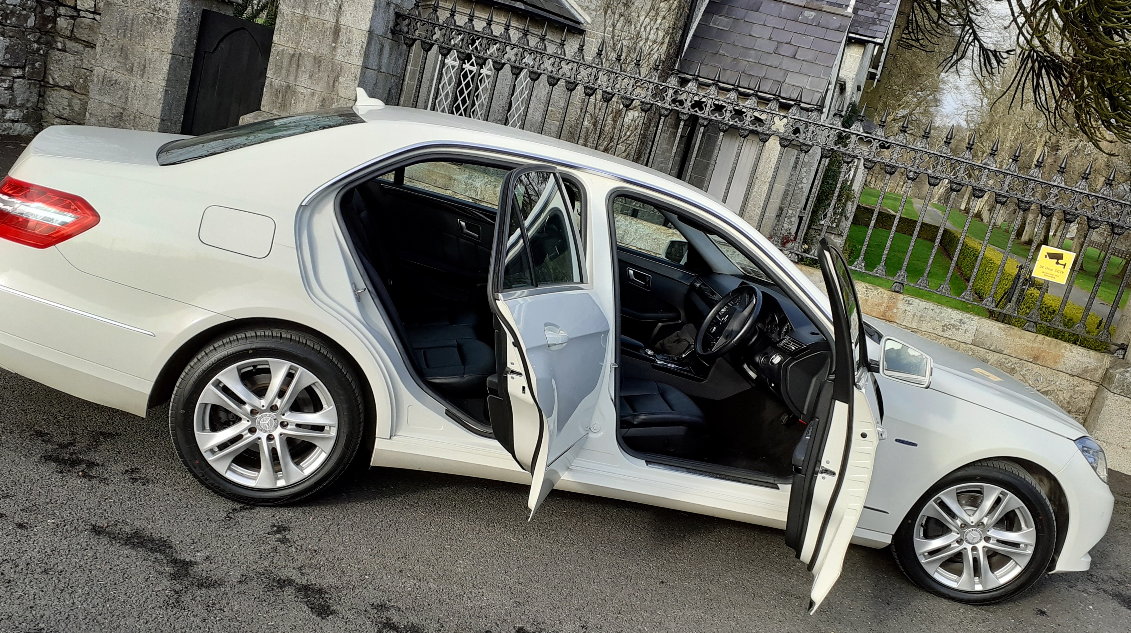 Our Mercedes E200, for contemporary white wedding car hire