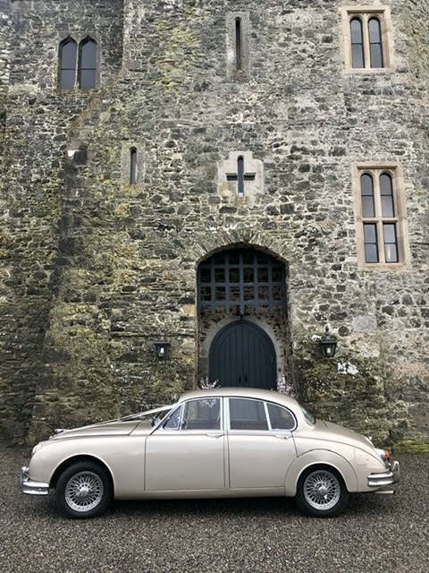 Our gold Jaguar wedding car, a favourite choice“ width=