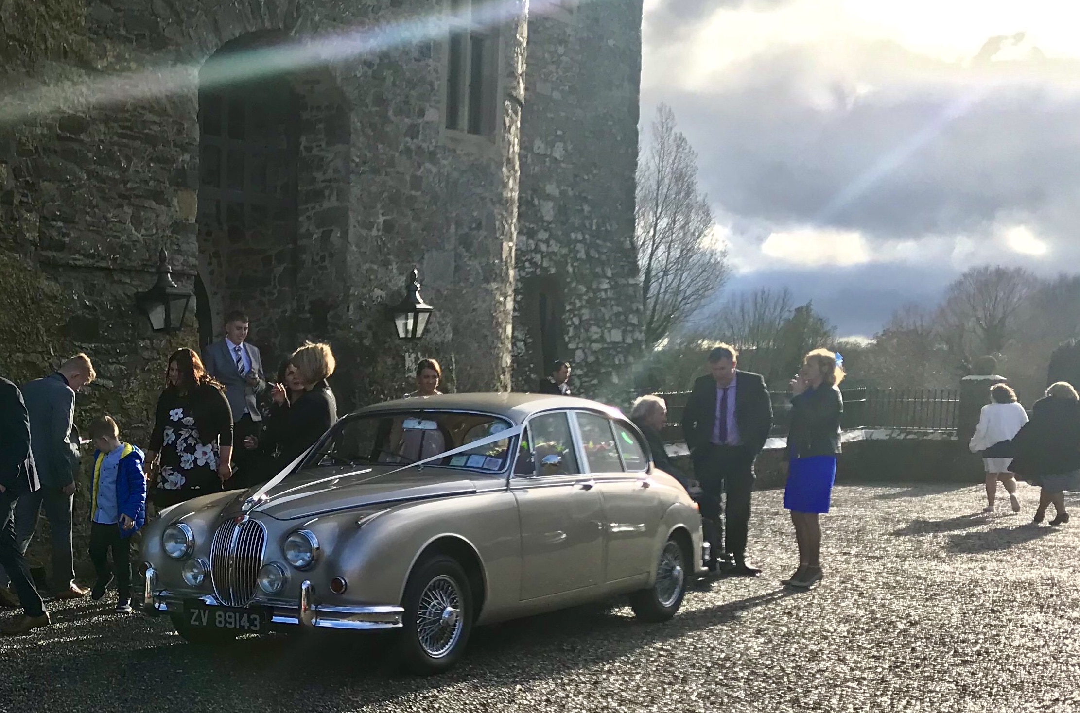 Wedding car hire with our Golden Jaguar